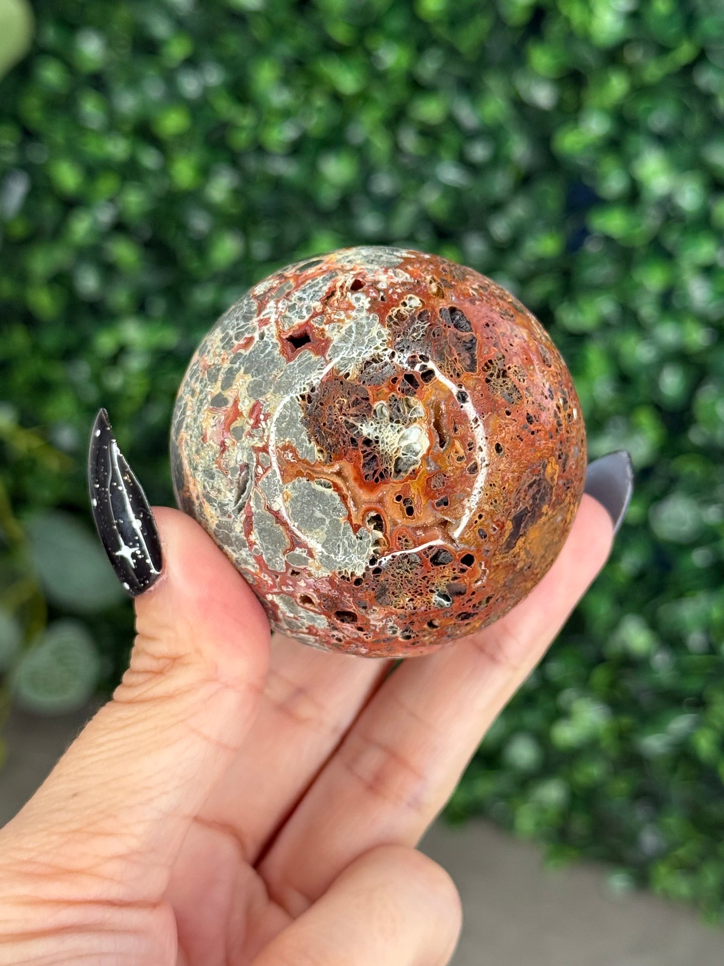 Red Marcasite Sphere Crystal carving O - Indonesia