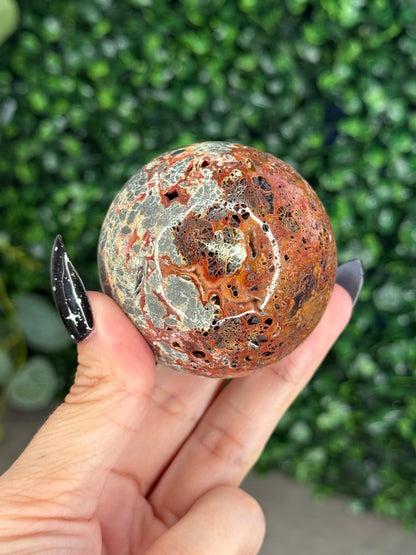 Red Marcasite Sphere Crystal carving O - Indonesia