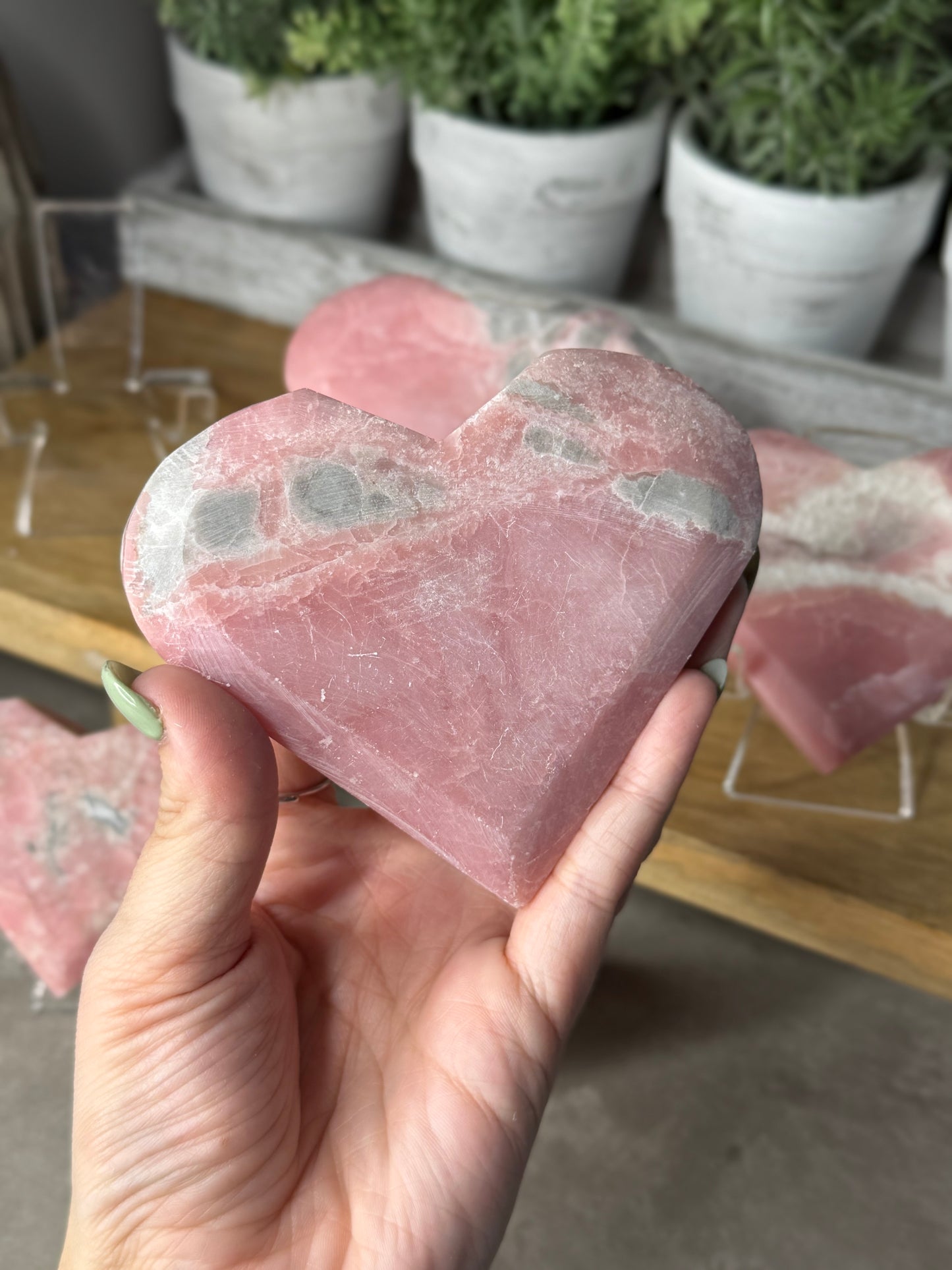 Pink Opal Crystal Hearts