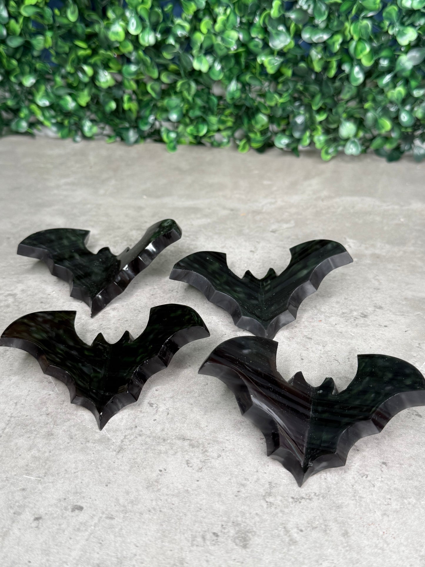 Midnight Lace Obsidian 3D Bats Crystal Carvings