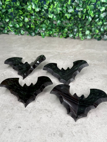 Midnight Lace Obsidian 3D Bats Crystal Carvings