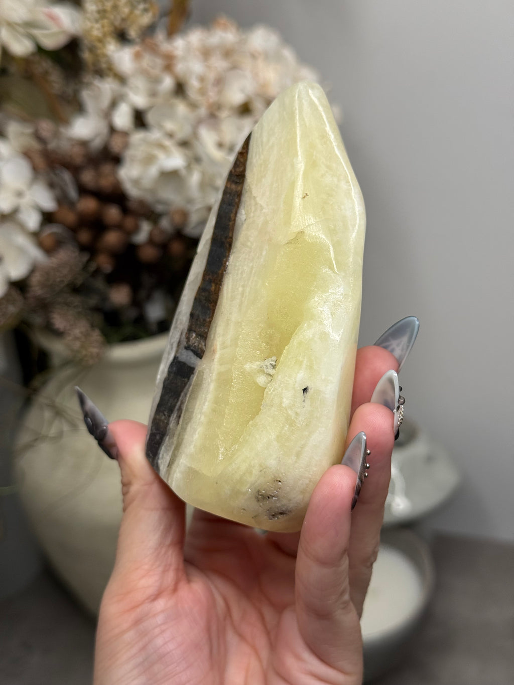 Yellow Aragonite Freeform Crystal Carvings R - Pakistan