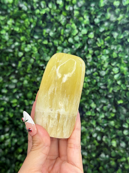 Lemon Calcite Natural Freeform Crystal Carvings from Pakistan