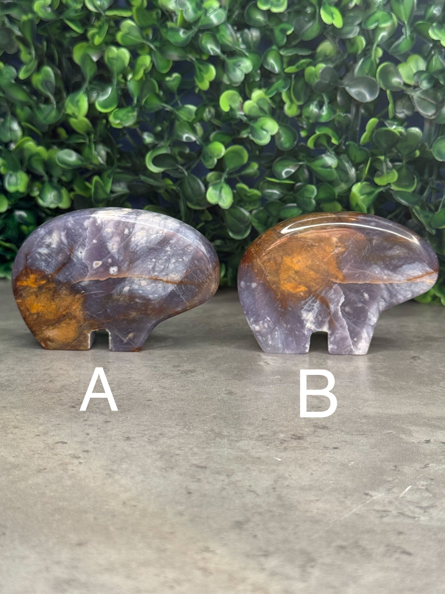 Purple Chalcedony Bear Crystal Carvings - Indonesia