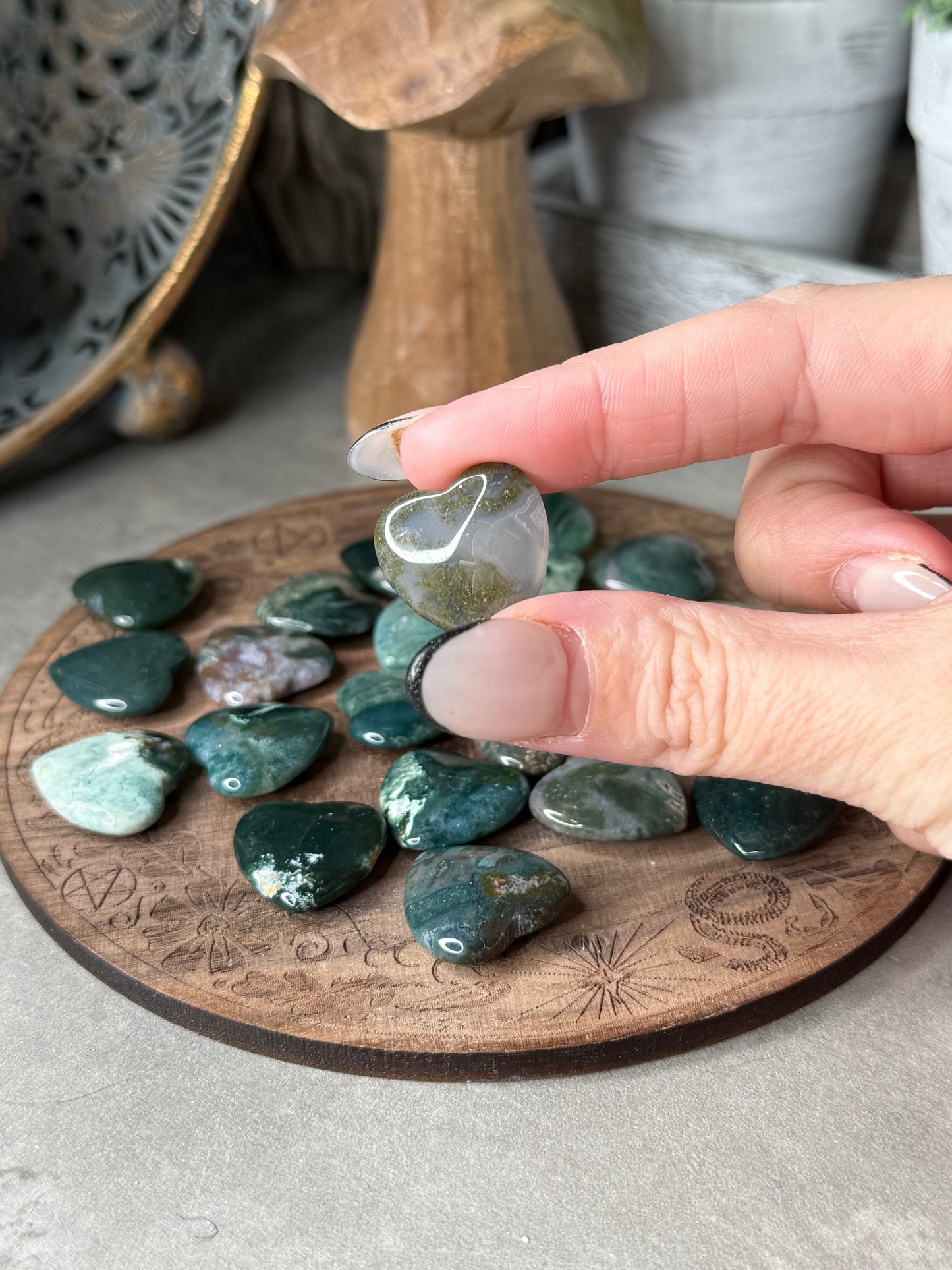 Moss Agate Mini Hearts