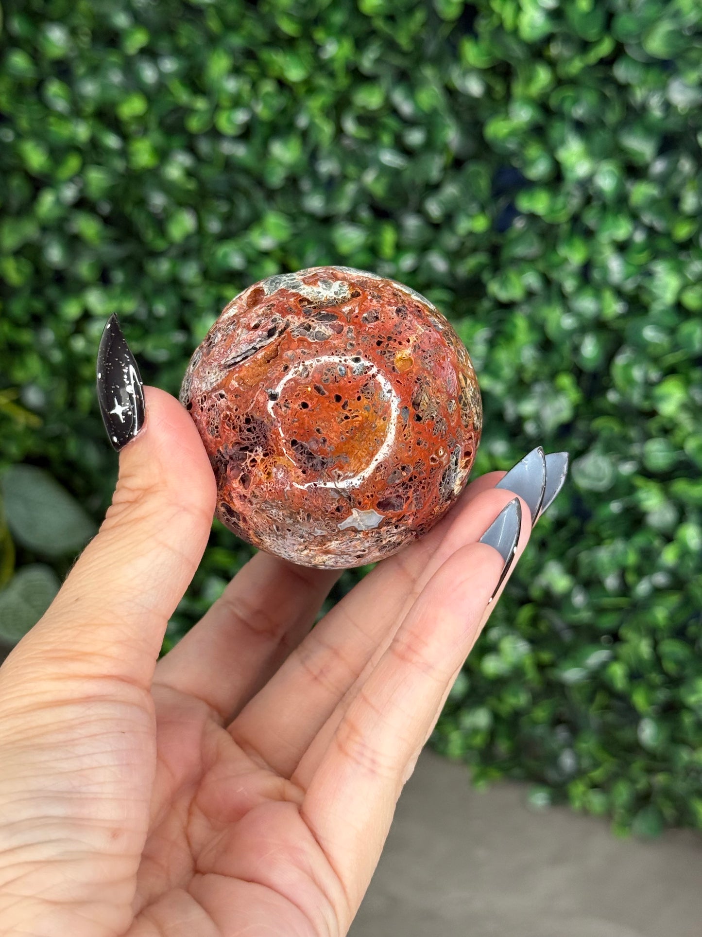 Red Marcasite Sphere Crystal carving V - Indonesia
