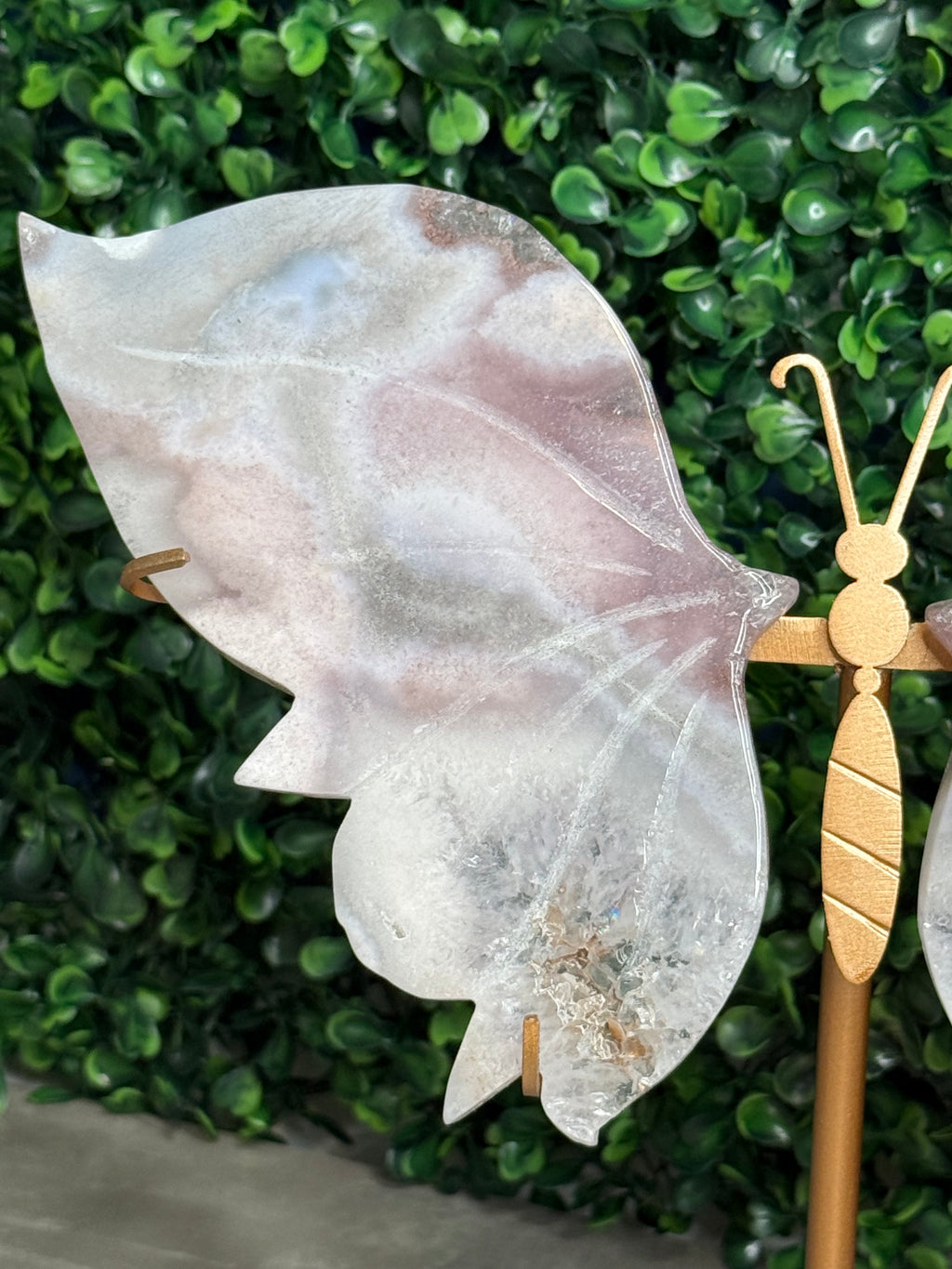 Pink Amethyst Butterfly Wings Crystal Carving - Brazil