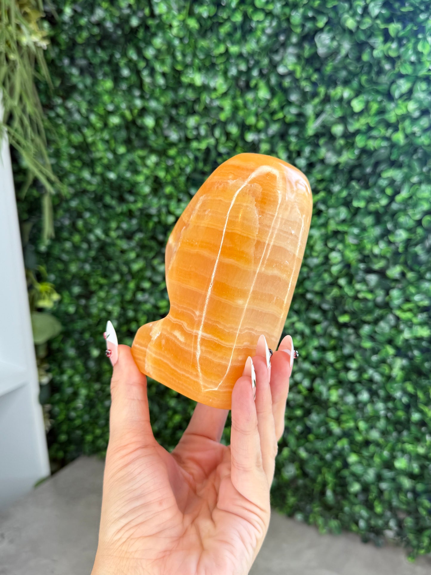 L Orange Calcite Polished Freeform Crystal Carvings from India A 800g