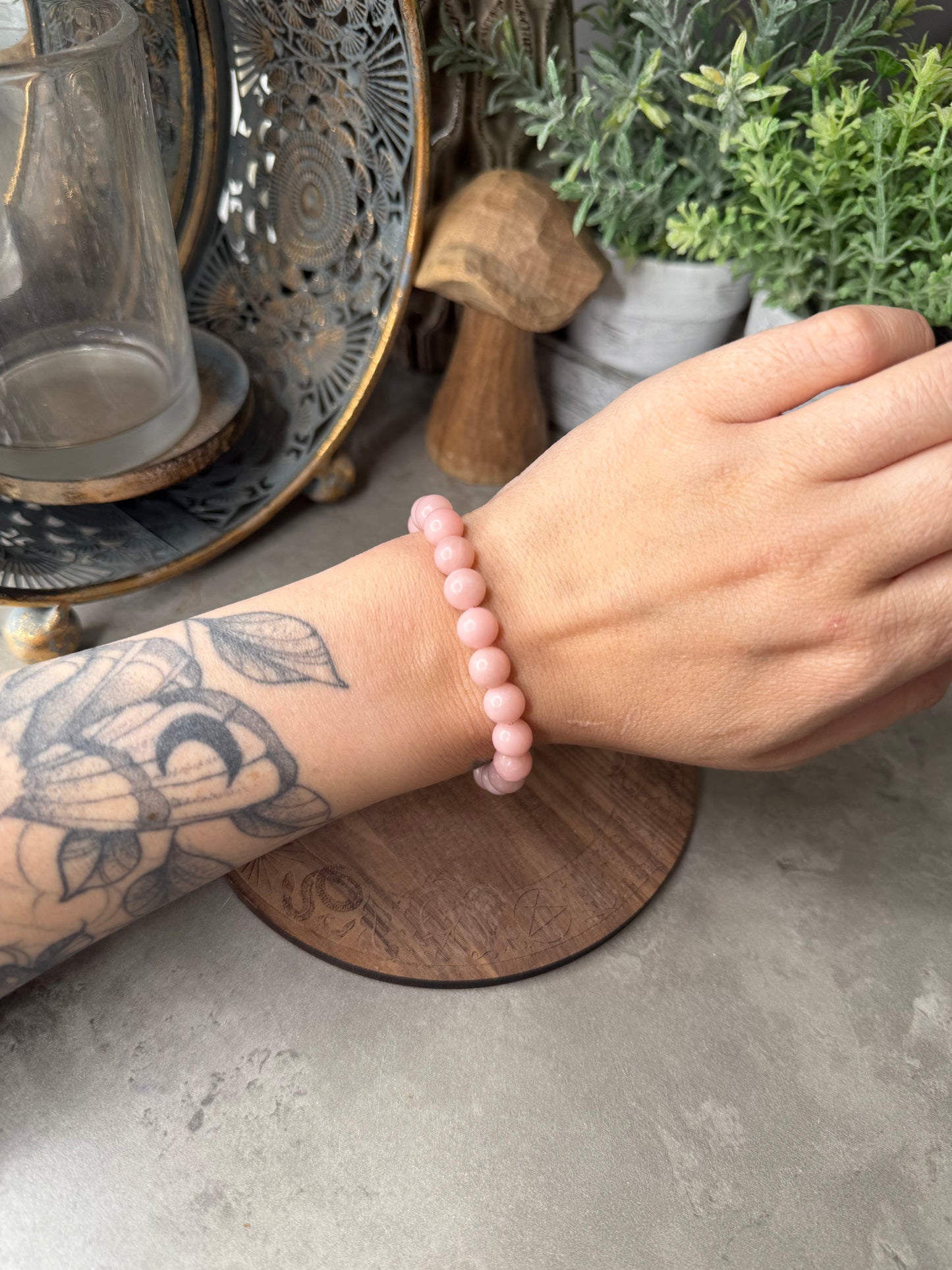 Pink Opal Crystal Beaded Bracelet