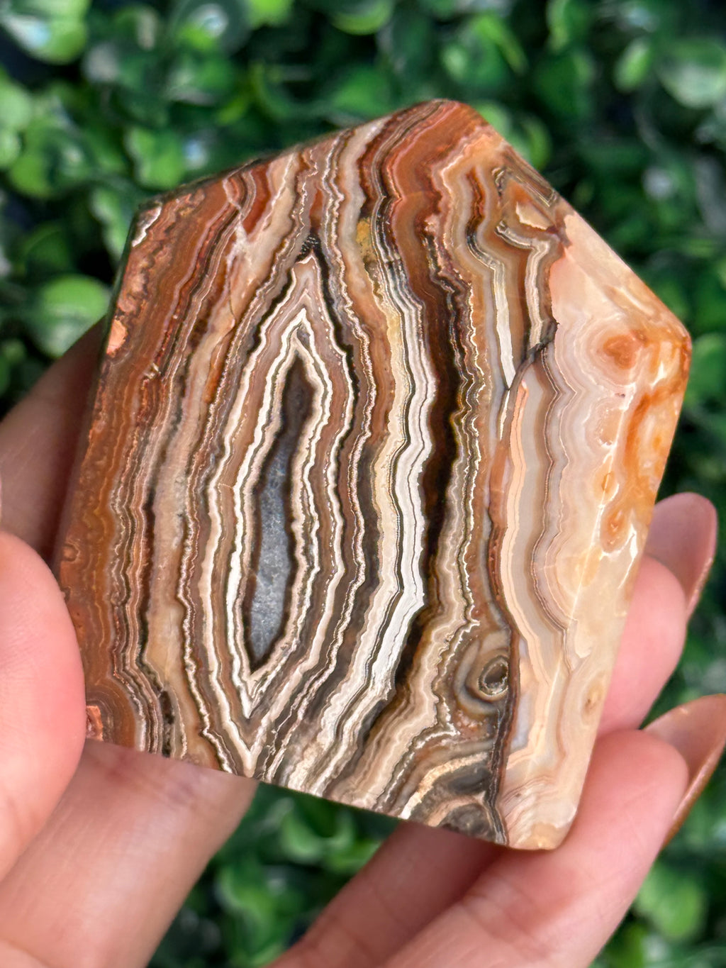 Pink Crazy Lace Agate Domino Tower from Indonesia C