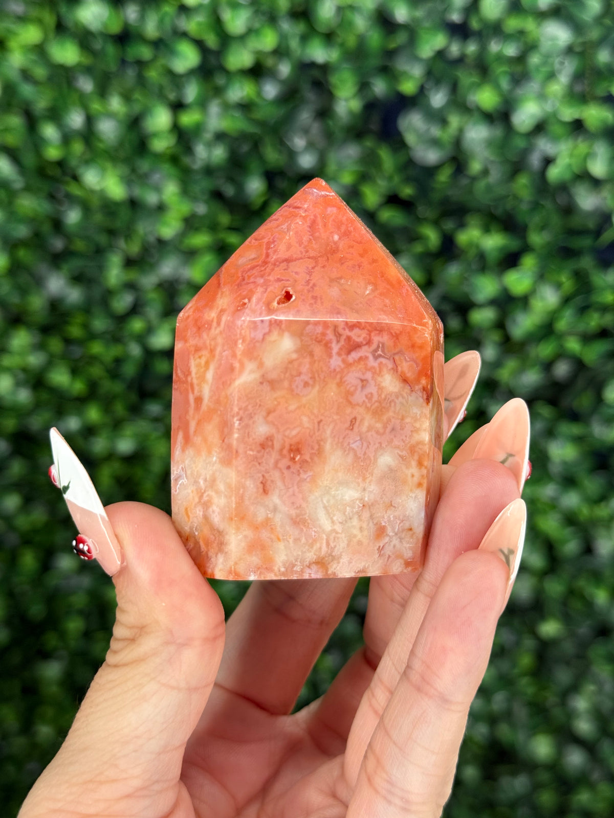 Pink Carnelian Domino Tower Crystal Carvings