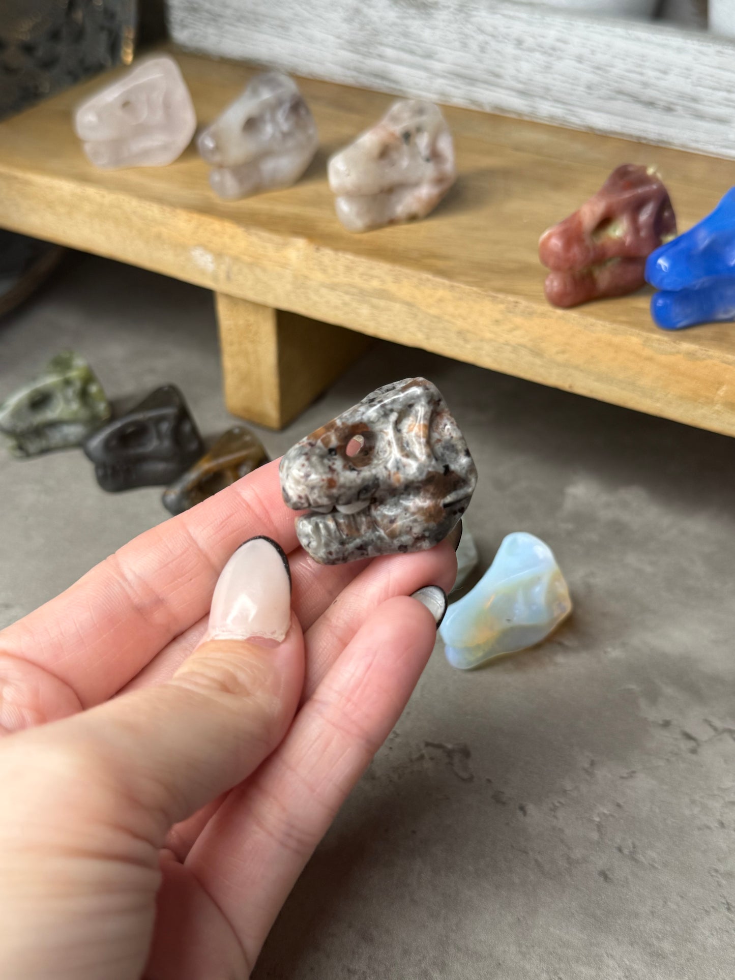 T Rex Dinosaur Head Mini Crystal Carvinf