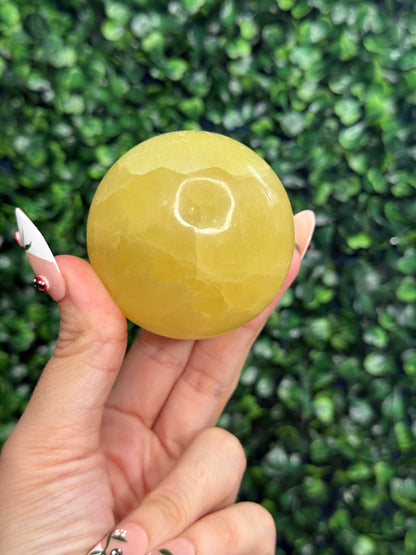 Lemon Calcite Sphere Crystal Carvings from Pakistan