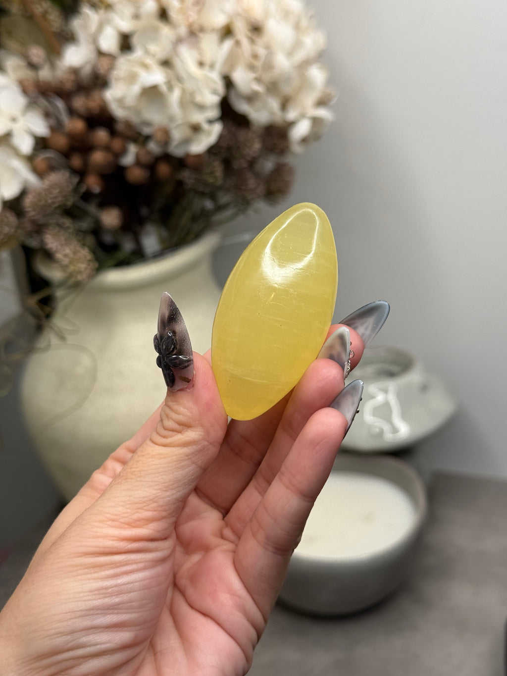 Lemon Calcite Shiva Palmstone Crystal Carving