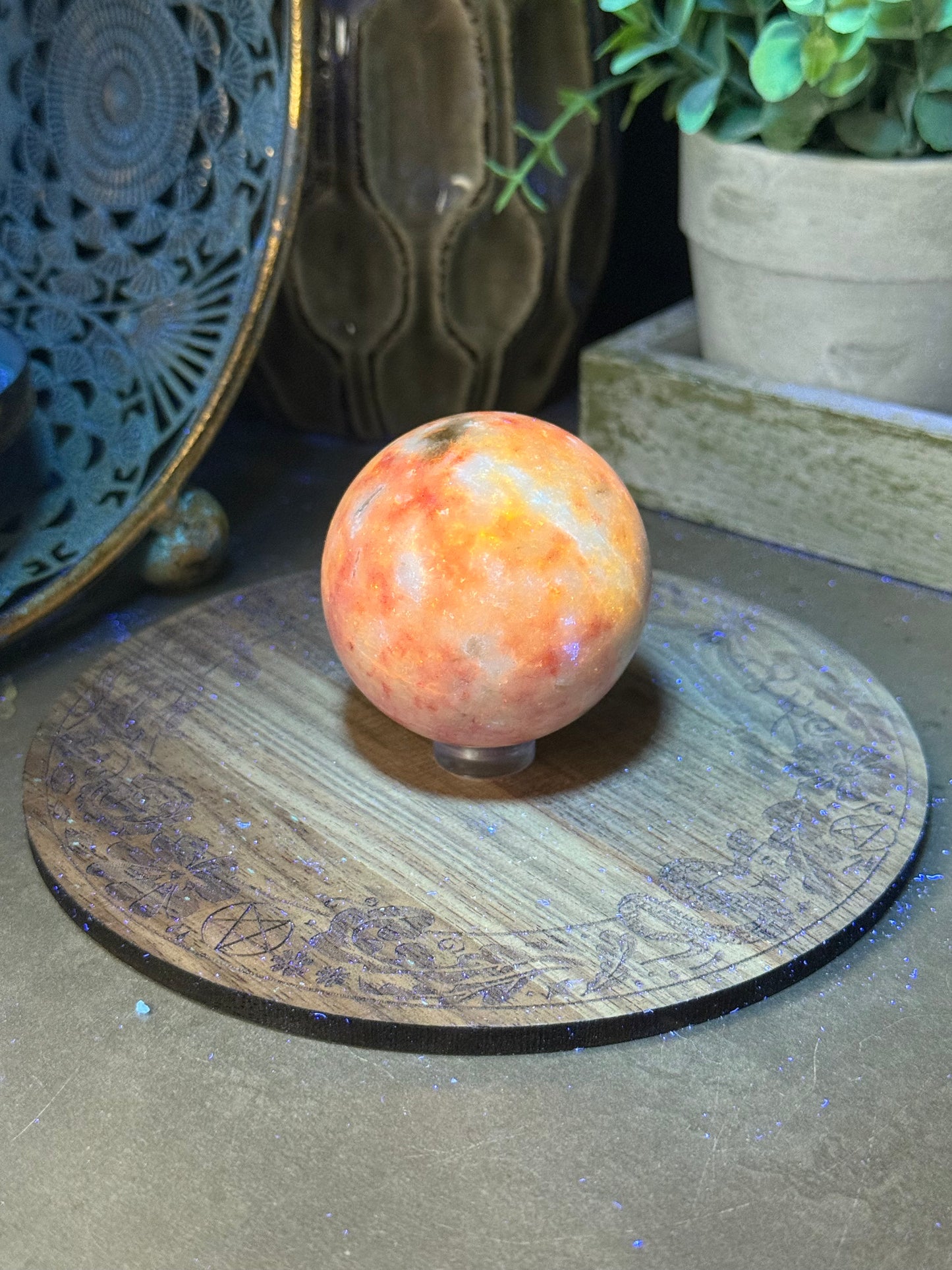 Pink Zoisite Crystal Sphere uv reactive
