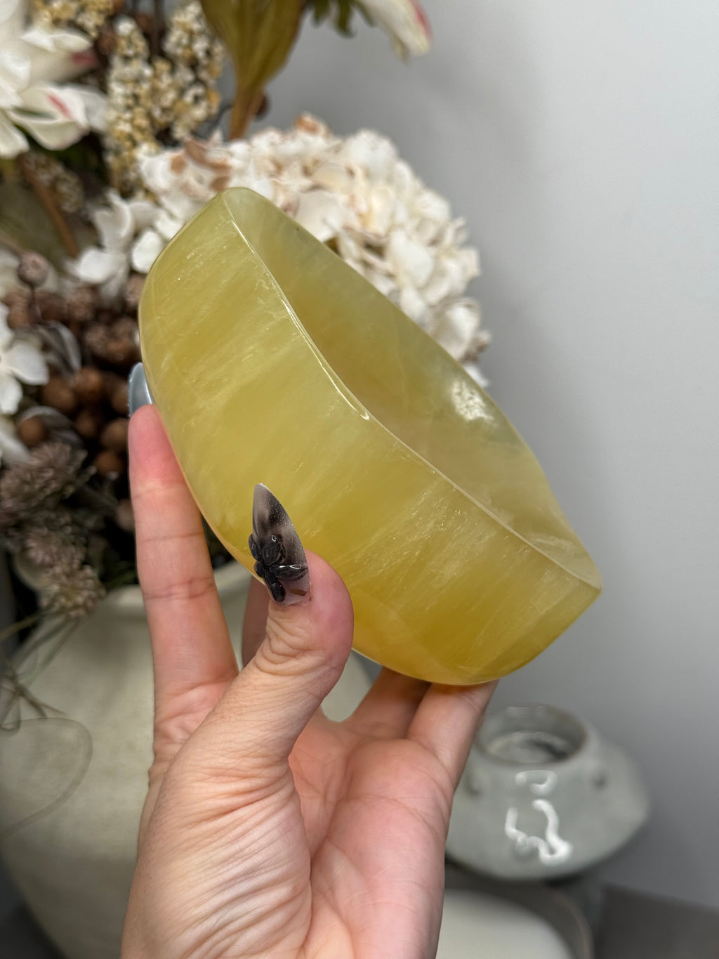 Lemon Calcite Large Bowl Crystal Carving A - Pakistan