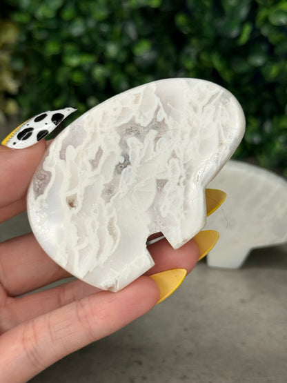 White Plume Agate Bear Crystal Carvings - Indonesia