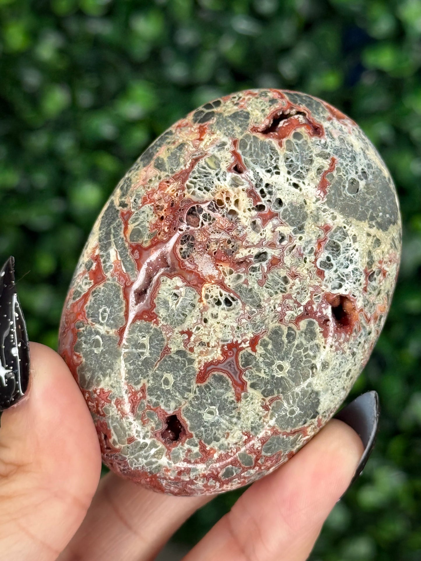 Red Marcasite palmstone Crystal carving J - Indonesia