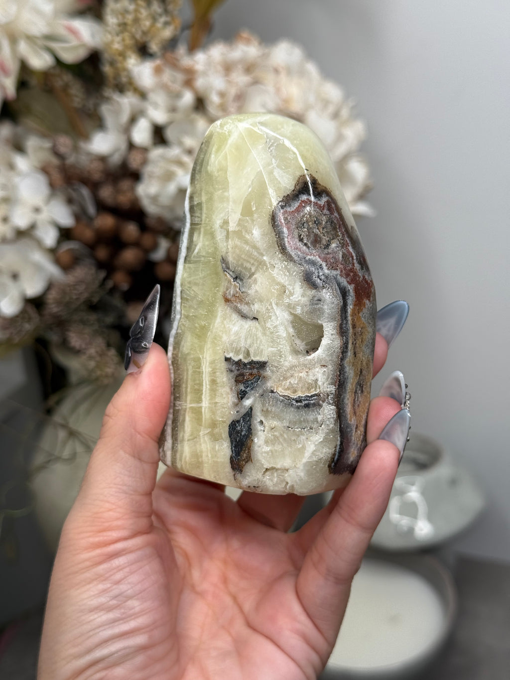 Yellow Aragonite Freeform Crystal Carvings O - Pakistan