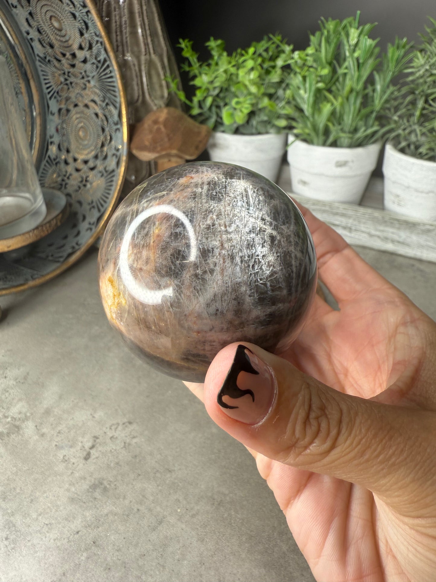 Black Moonstone Crystal Sphere - 134g
