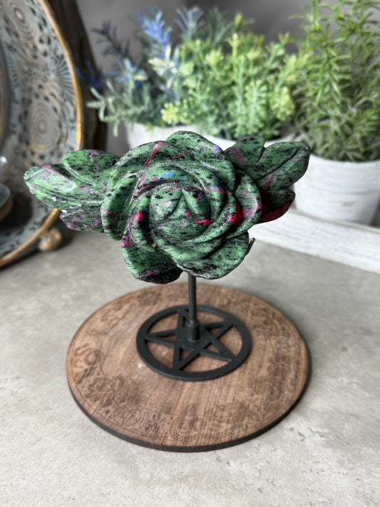 Ruby Zoisite Flower and Stand