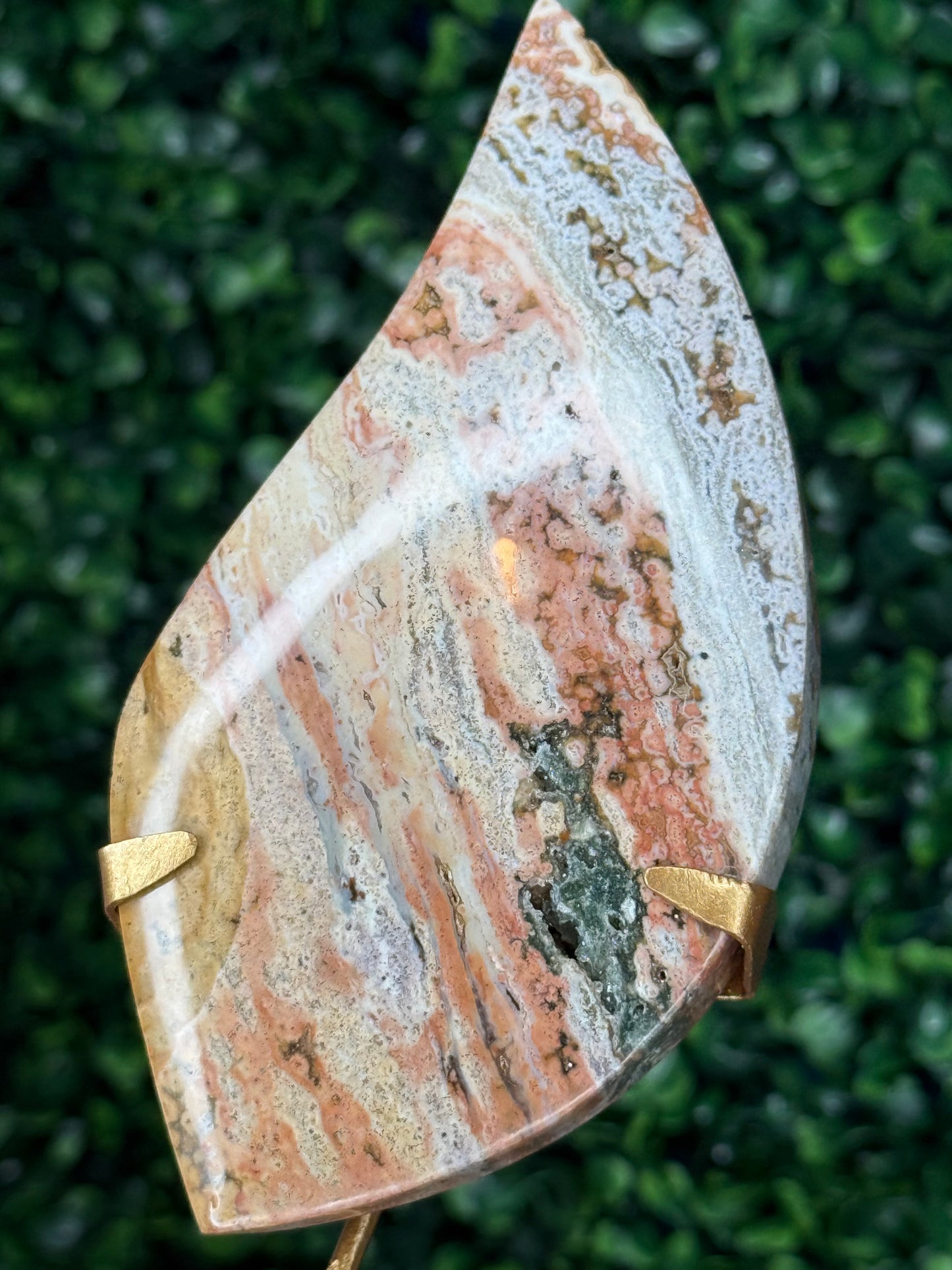 Pink Ocean Jasper teardrop Crystal carving from Indonesia B