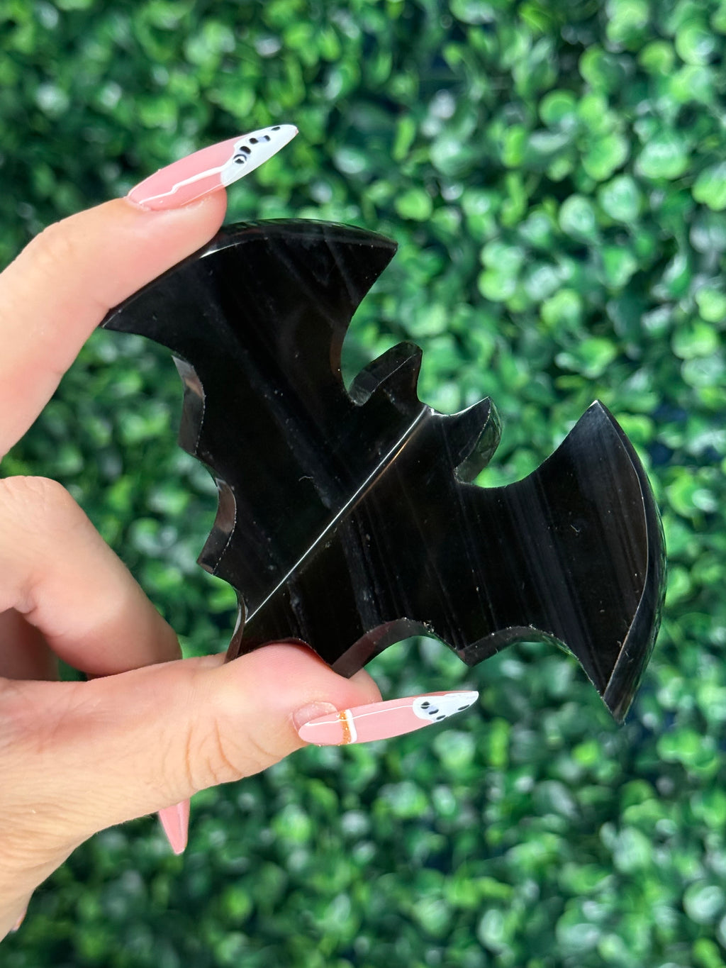 Midnight Lace Obsidian 3D Bats Crystal Carvings