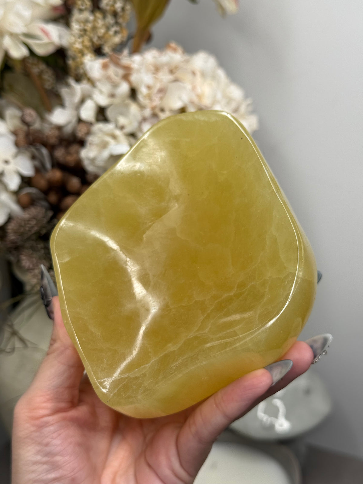 Lemon Calcite Large Bowl Crystal Carving A - Pakistan