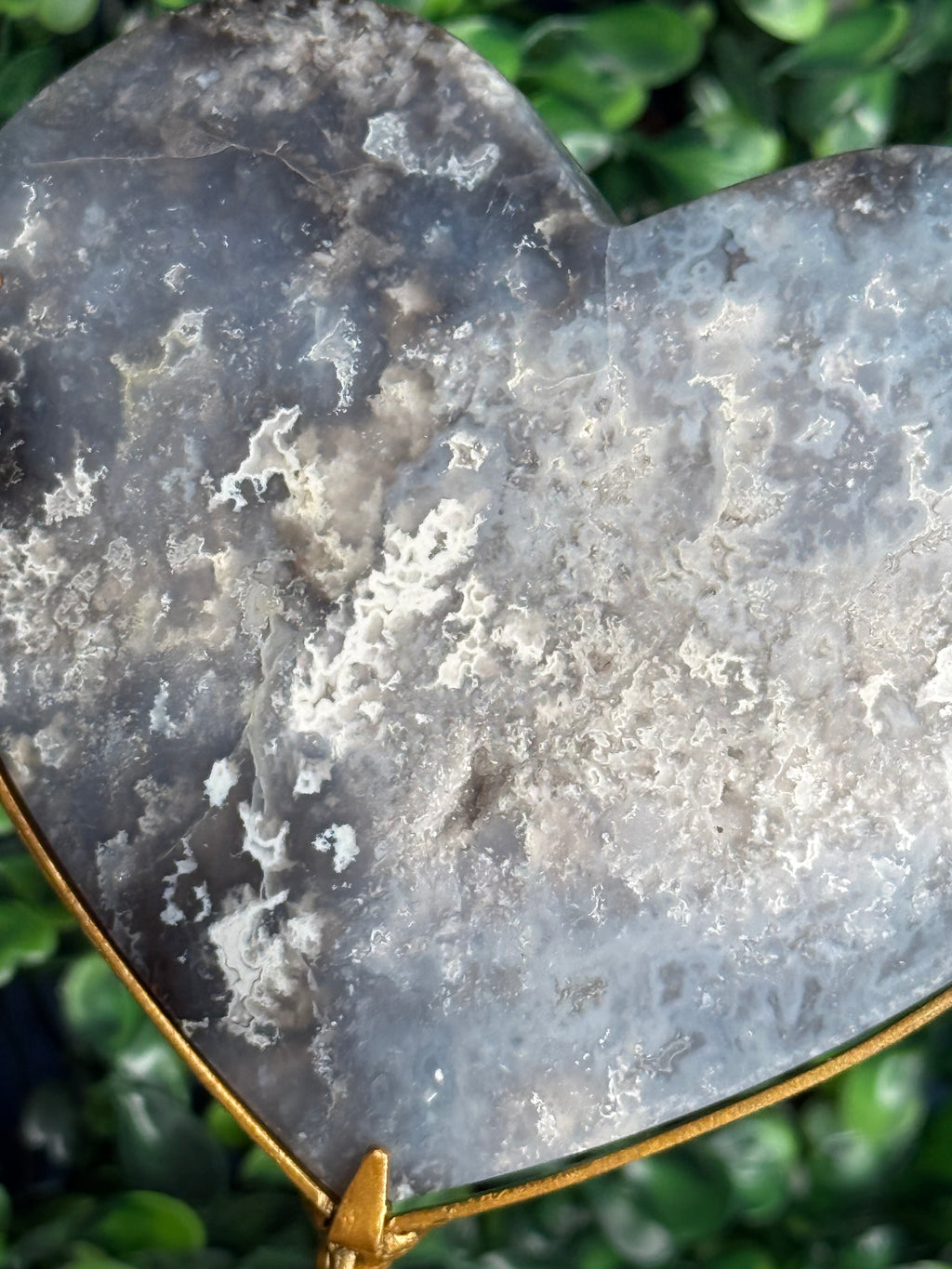 Blue Plume Agate Heart Crystal Carving from Indonesia I