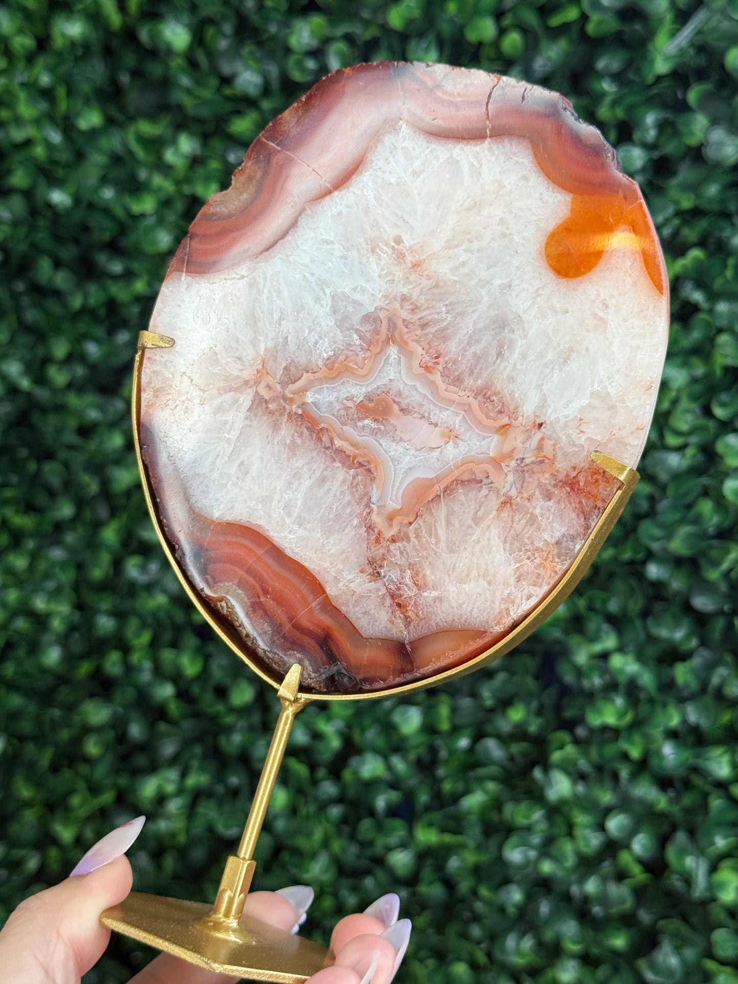 Large Polished Banded Agate Crystal Slab - Indonesia