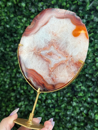 Large Polished Banded Agate Crystal Slab - Indonesia