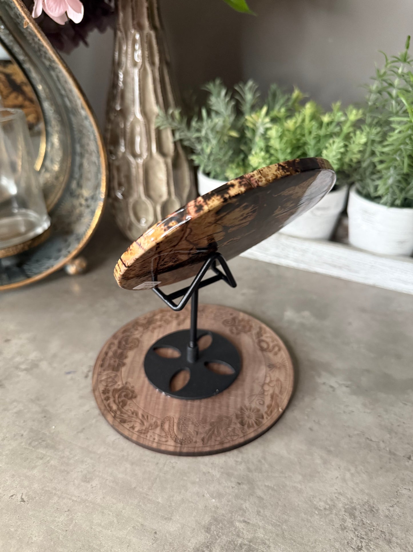 Picture Jasper Large Crystal Discs with Stands