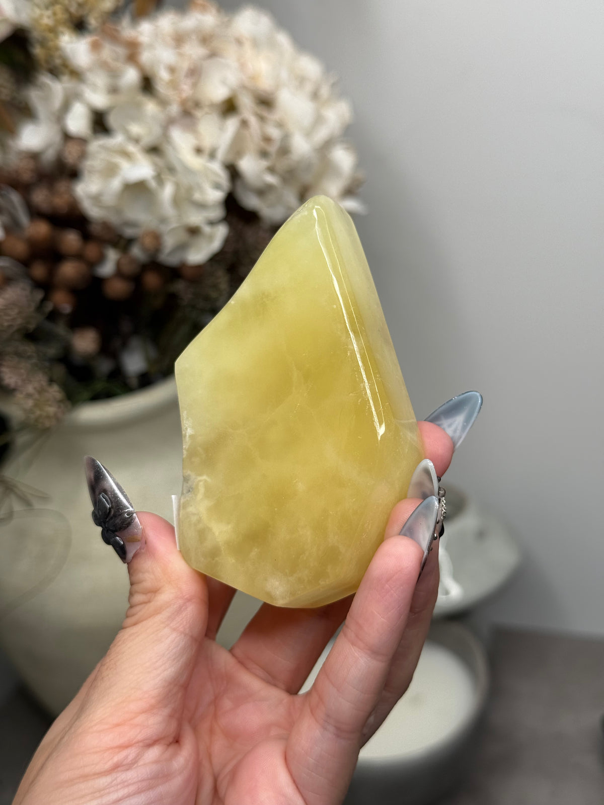 Yellow Aragonite Freeform Crystal Carvings I - Pakistan