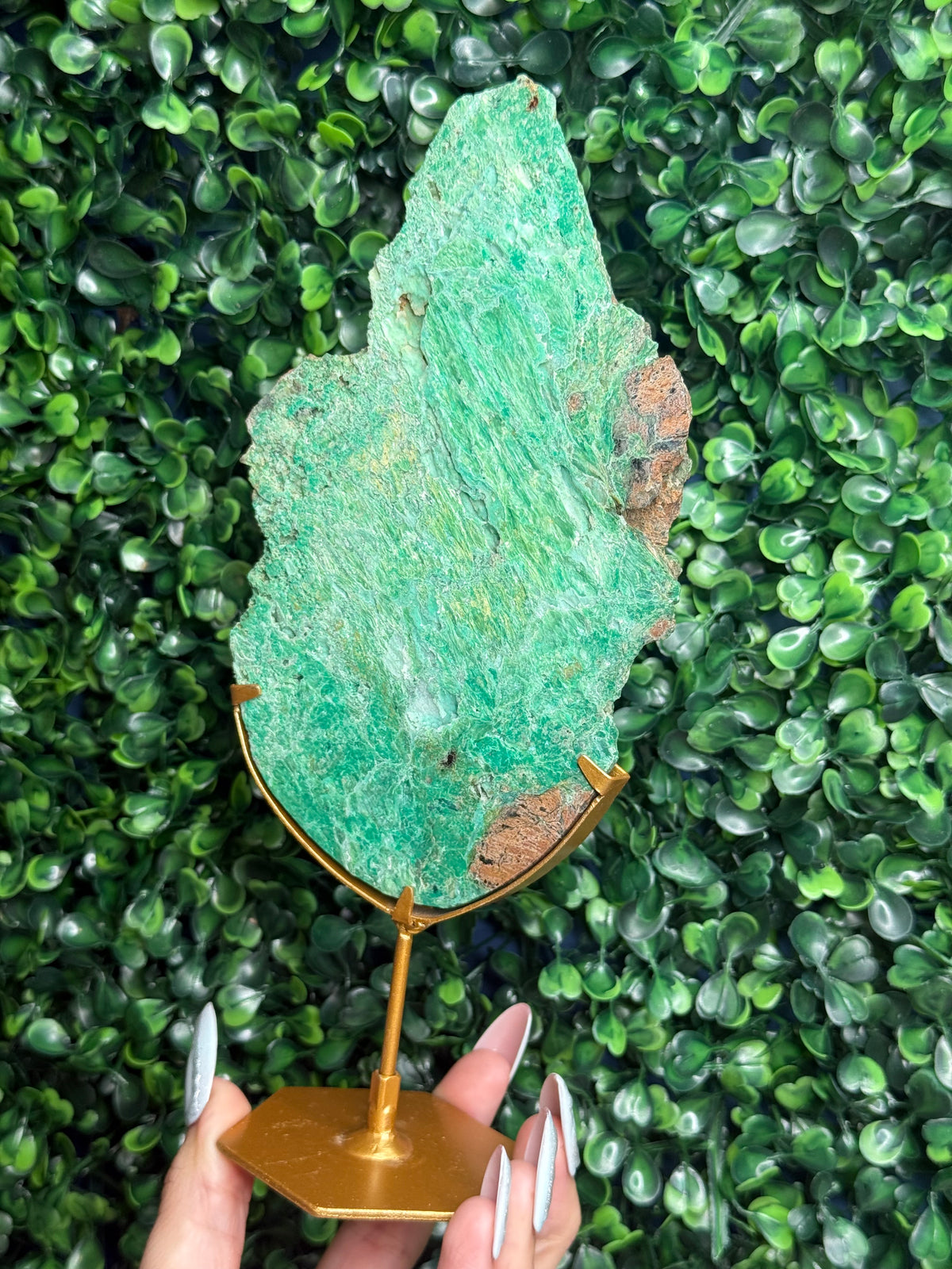 Smithsonite With Chrysocolla Slab with Stand Crystal Carving - Indonesia - E