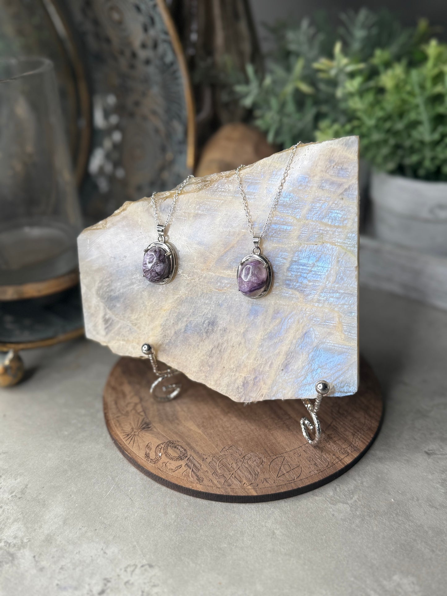 Charoite Crystal Pendants
