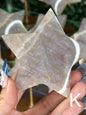 Moonstone Star Carving with Gold Stand – Choose Your Piece (60g–119g)
