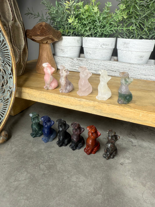 Butterfly Cat Crystal Carvings