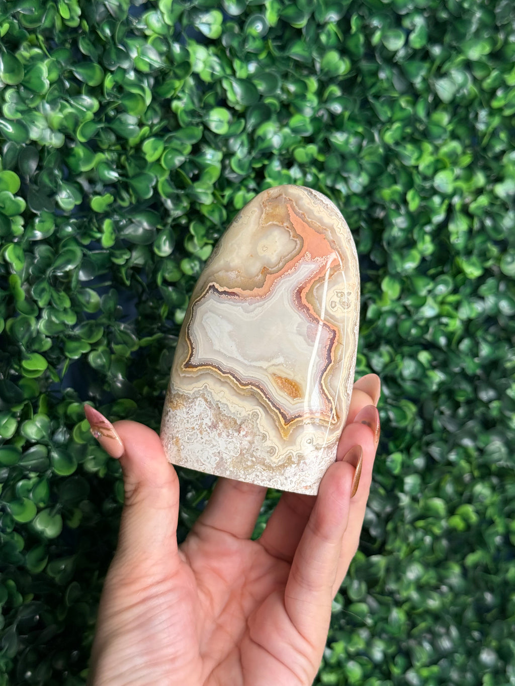 Colourful Crazy Lace Agate Freeform Crystal Carving from Indonesia B