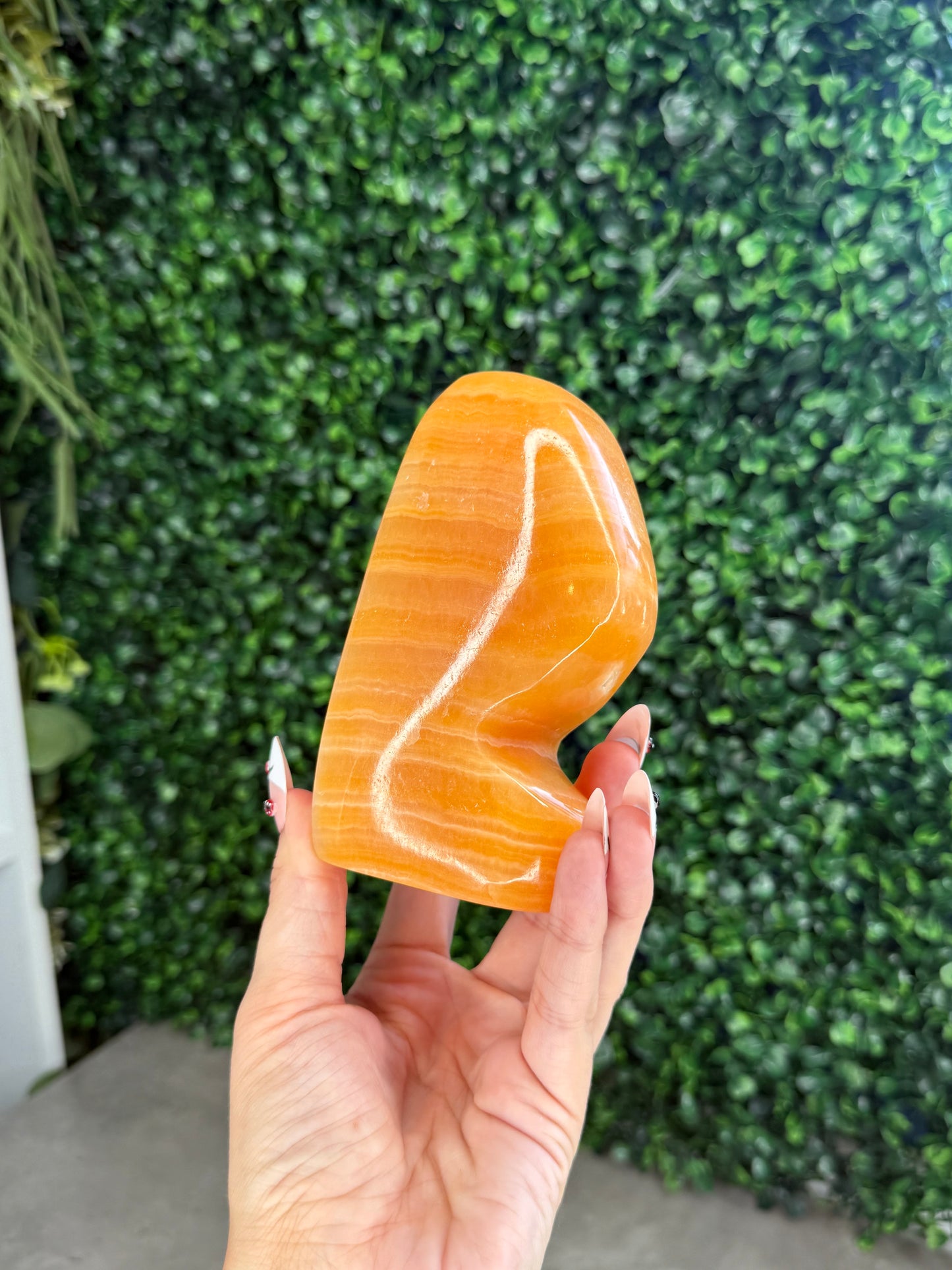 L Orange Calcite Polished Freeform Crystal Carvings from India A 800g