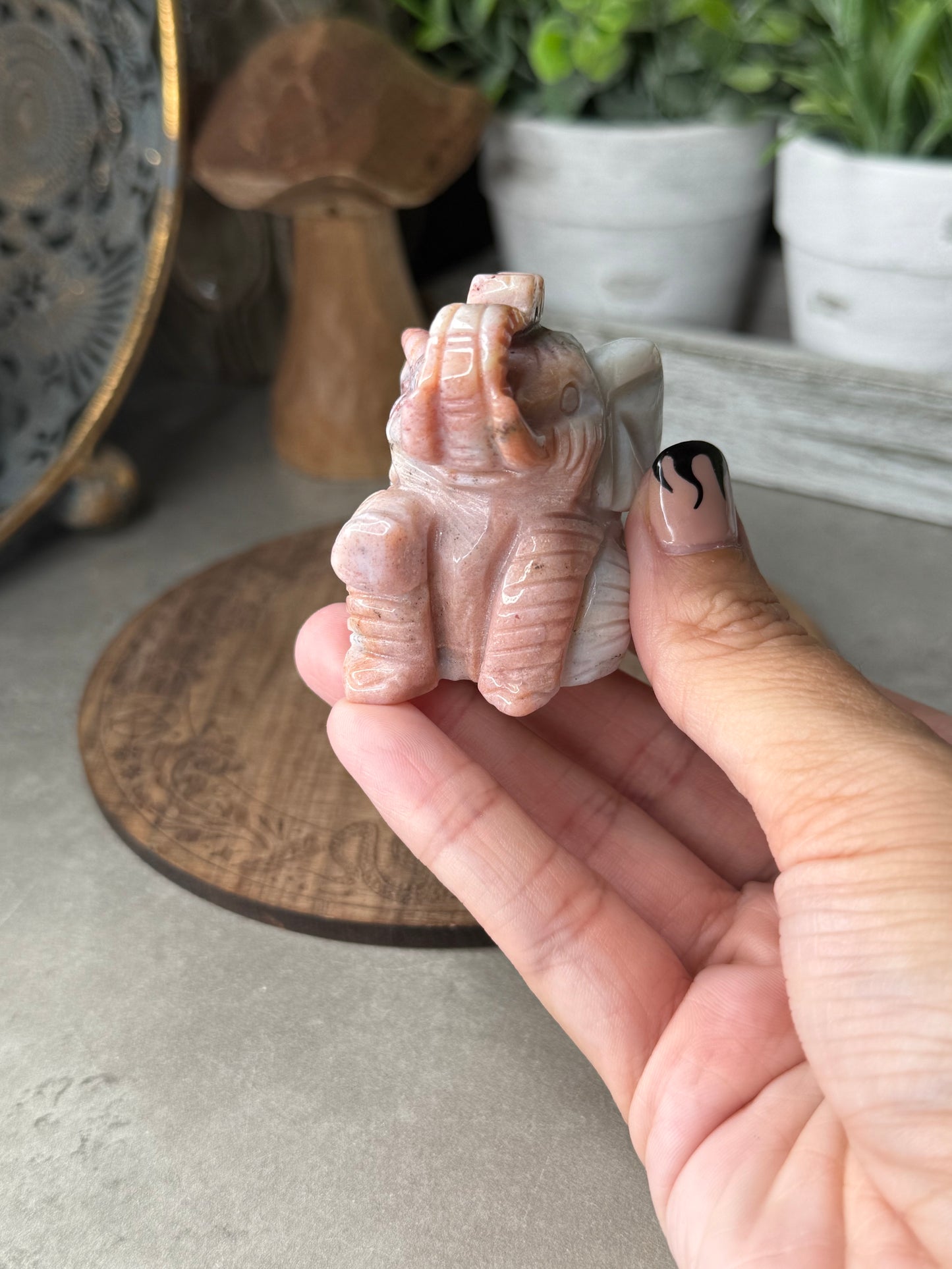 Ocean Jasper Hand Carved Elephant Crystal Carving