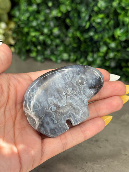 Blue Plume Agate Bear Crystal Carvings - Indonesia