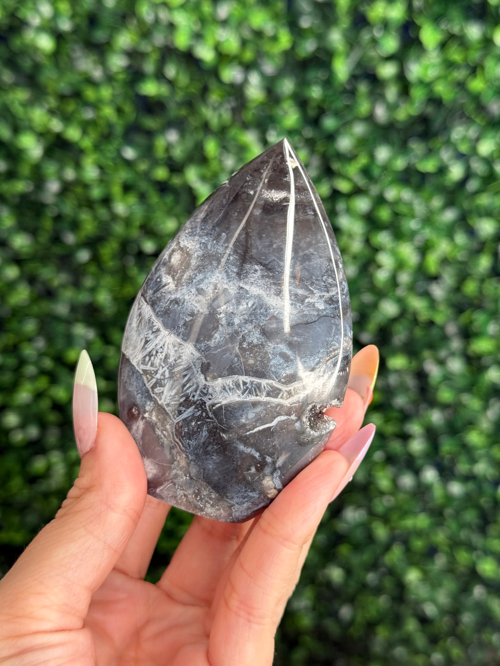 Blue Plume Agate Teardrop Crystal Carving - Indonesia B