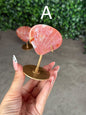 Pink Carnelian Shell Carving with Stand - Indonesian