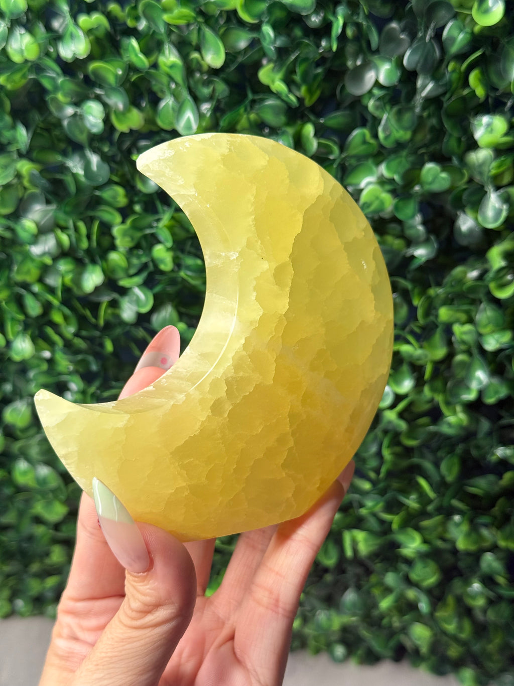 Lemon Calcite Standing Moon Crystal Carving - Pakistan - A - Imperfect