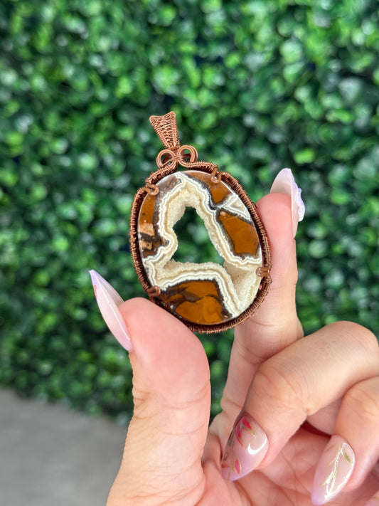 Wire Wrapped Brecciated Jasper Pendant from Indonesia