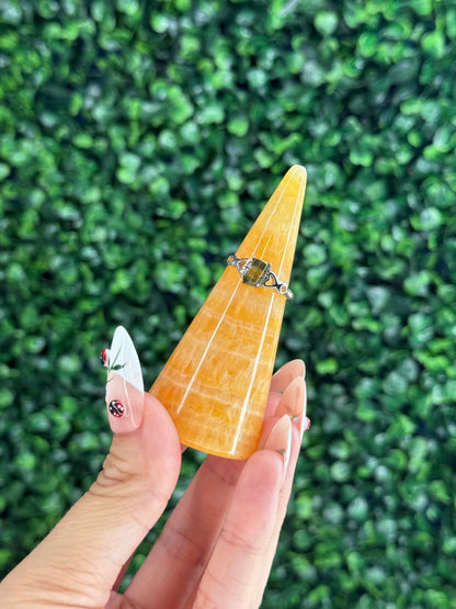 Orange Calcite Ring Holders from India