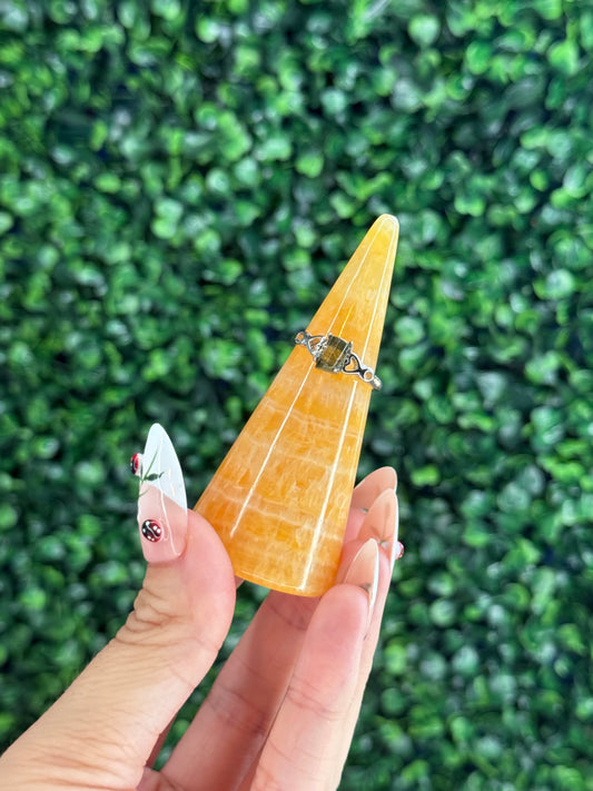Orange Calcite Ring Holders from India