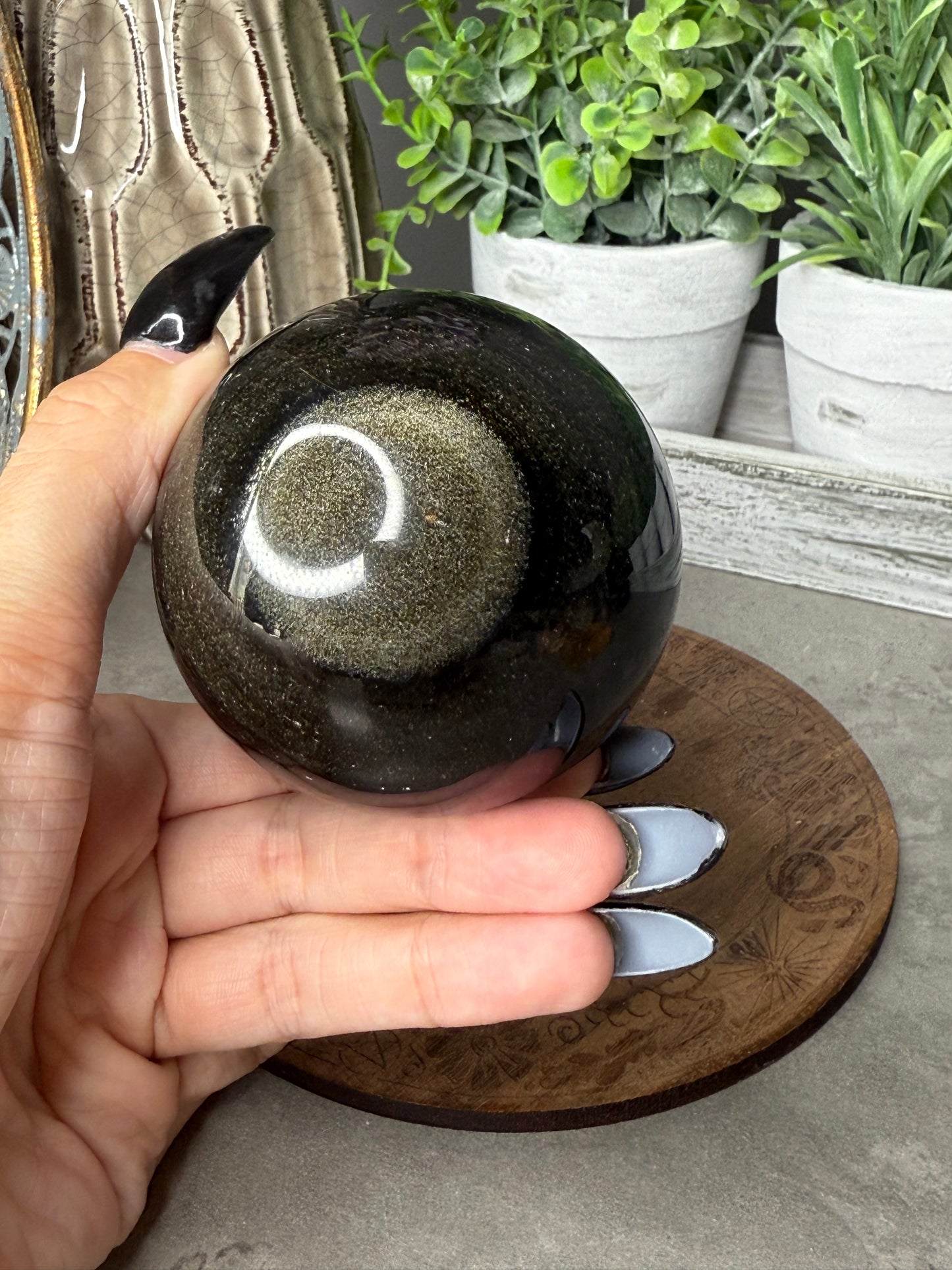 Gold Sheen Obsidian Crystal Sphere