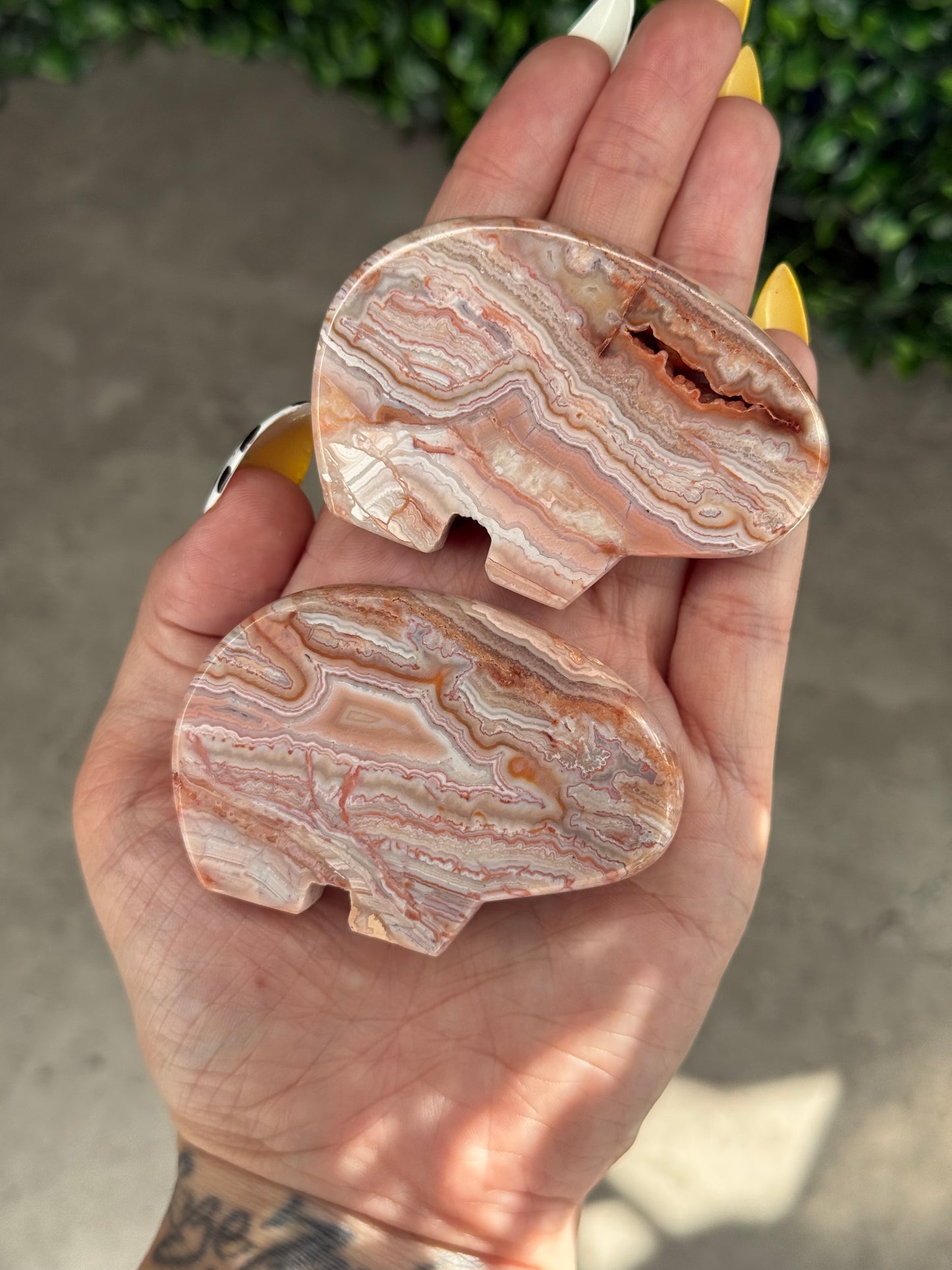 Pink Crazy Lace Agaye Bear Crystal Carvings - Indonesia