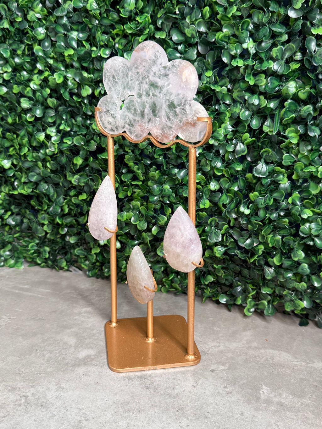 Flower Agate Cloud with Rain Crystal Carving